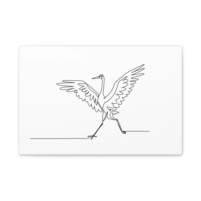 Running Crane One Line Art Canvas Print