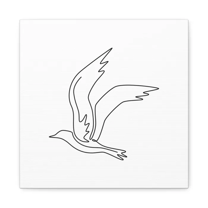 Seagull in Flight One Line Art Canvas Print