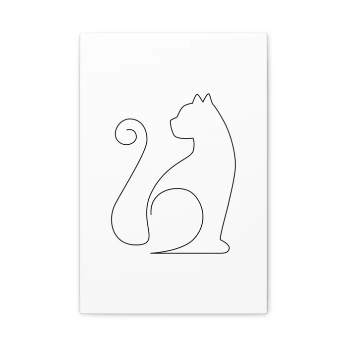 Sitting Cat One Line Art Canvas Print