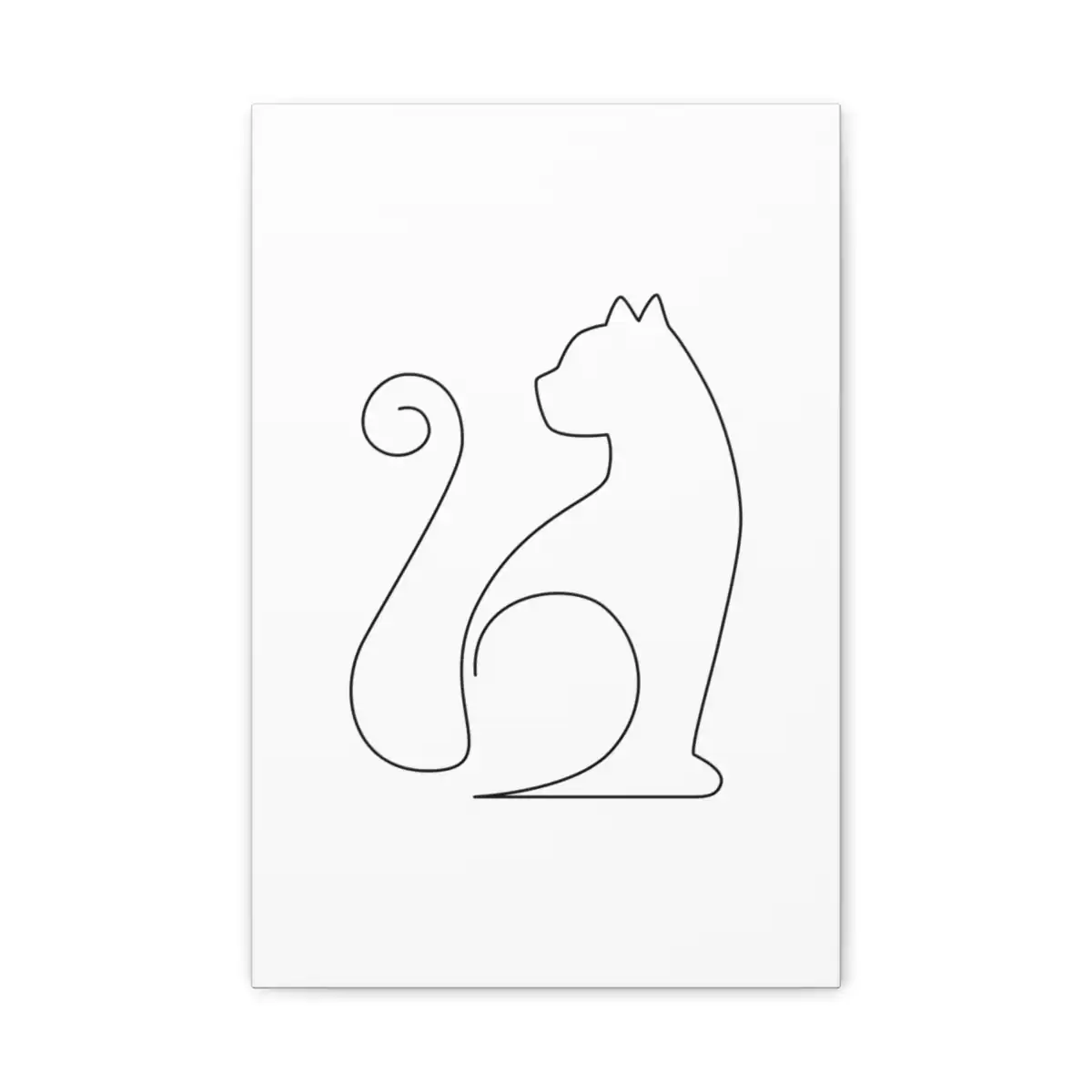 Sitting Cat One Line Art Canvas Print