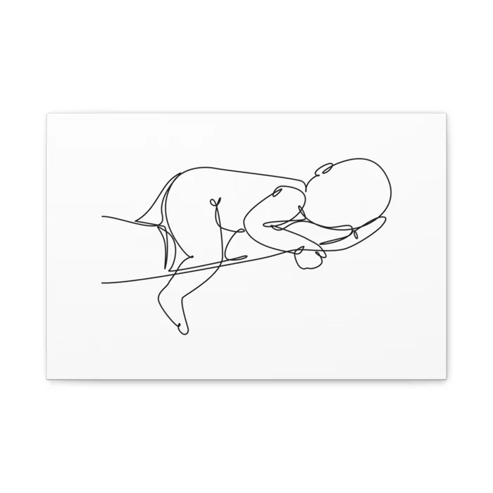 Sleeping Newborn One Line Art Canvas Print