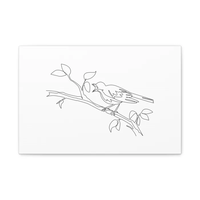 Song Thrush One Line Art Canvas Print