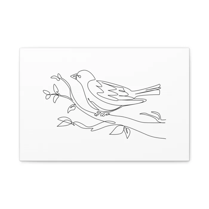 Songbird on a Branch One Line Art Canvas Print