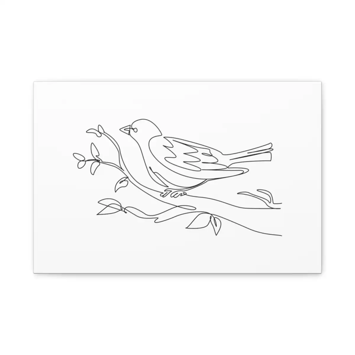 Songbird on a Branch One Line Art Canvas Print
