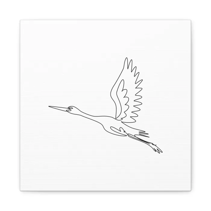 Stork in Flight One Line Art Canvas Print