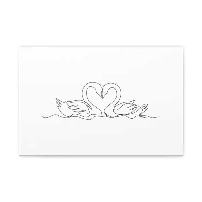 Swan Heart One Line Art Canvas Print