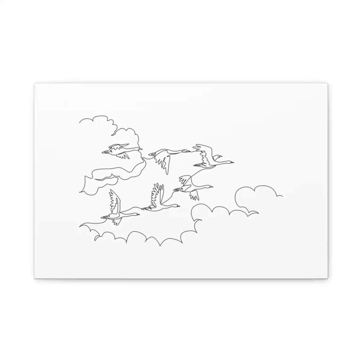 Swans in Formation One Line Art Canvas Print