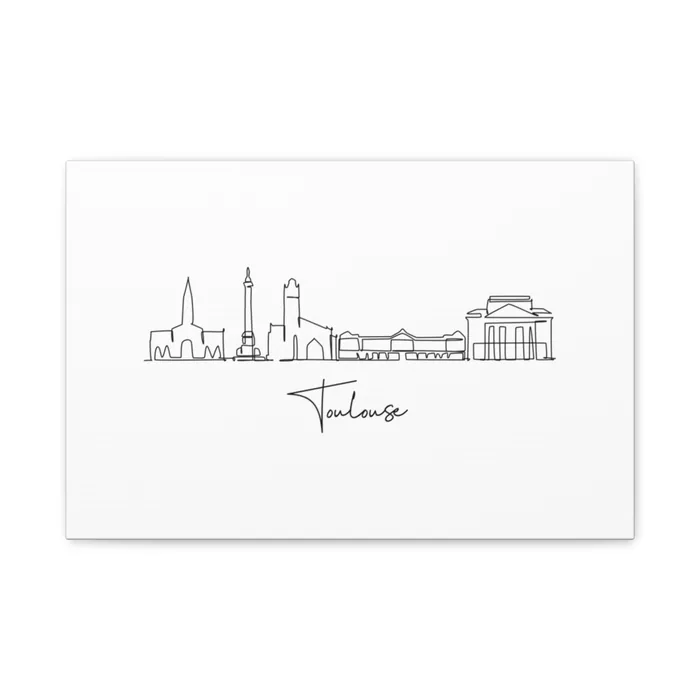 Toulouse drawn in one continuous line. Toulouse Skyline Canvas Print