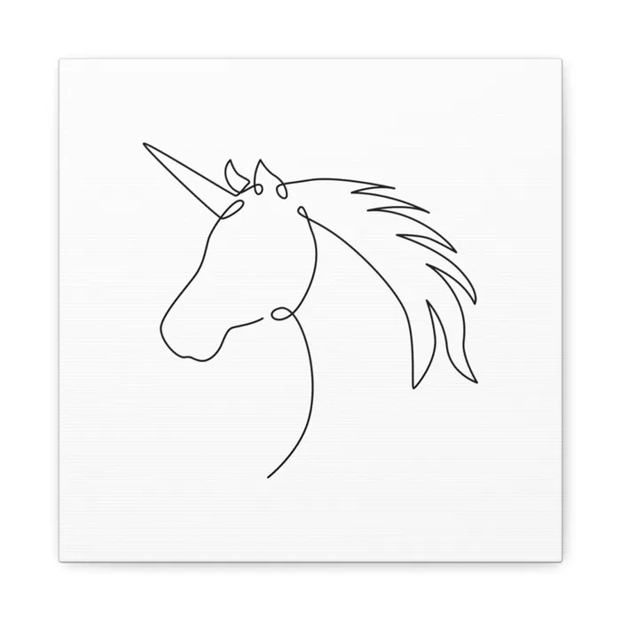 Unicorn Head One Line Art Canvas Print