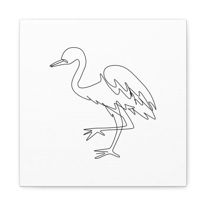 Wading Heron One Line Art Canvas Print