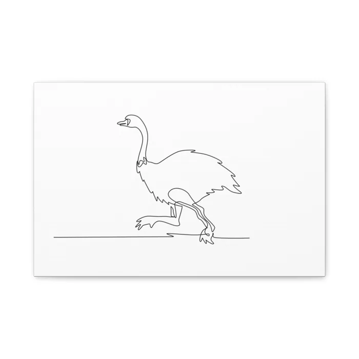 Walking Ostrich One Line Art Canvas Print