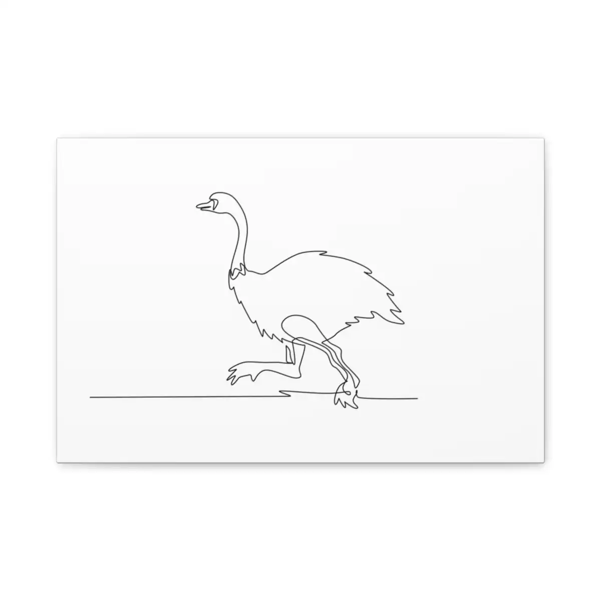 Walking Ostrich One Line Art Canvas Print