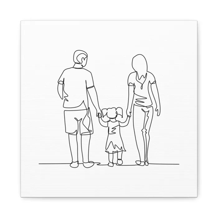 Walking Together One Line Art Canvas Print