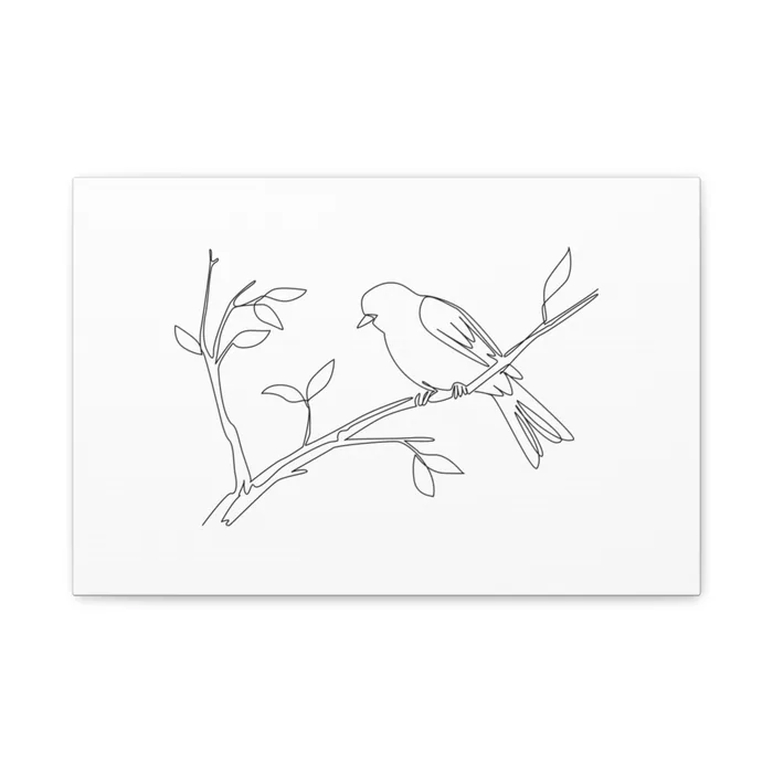 Willow Warbler One Line Art Canvas Print