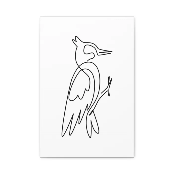 Woodpecker One Line Art Canvas Print
