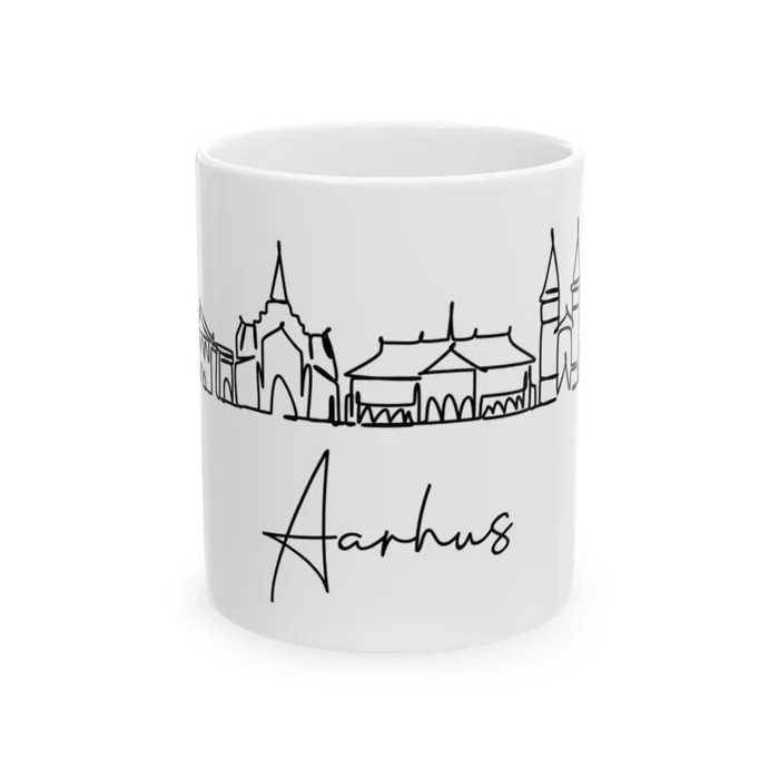 Aarhus drawn in one continuous line. Aarhus Skyline Mug