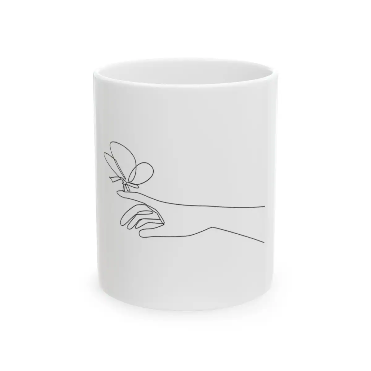 Butterfly on a Hand One Line Art Mug