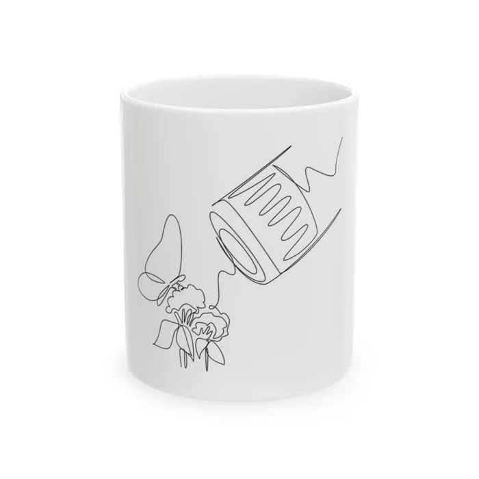 Camera and Butterfly One Line Art Mug