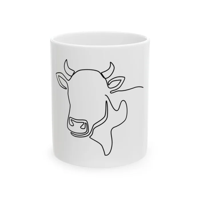 Cow Head One Line Art Mug