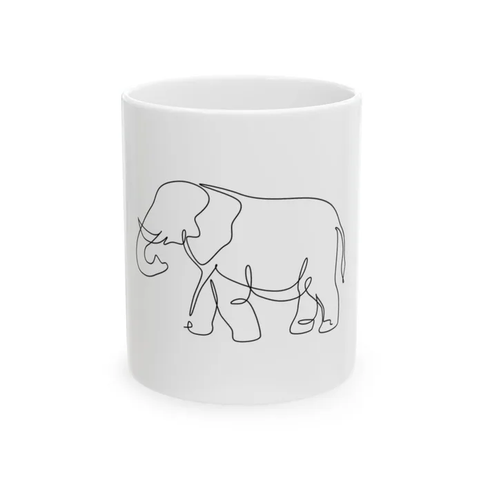 Elephant One Line Art Mug