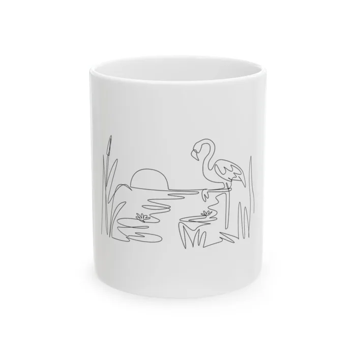 Flamingo at Sunset One Line Art Mug