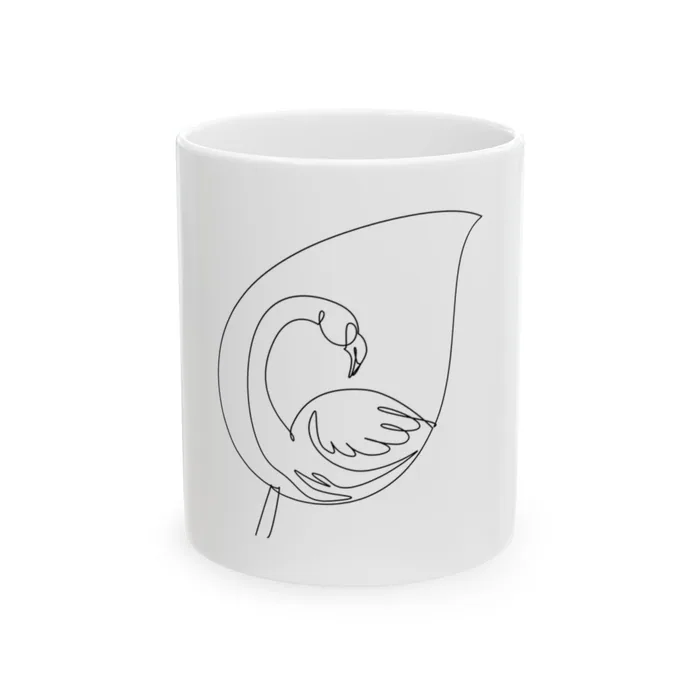 Flamingo in a Leaf One Line Art Mug