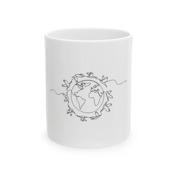 Geese Around the World One Line Art Mug