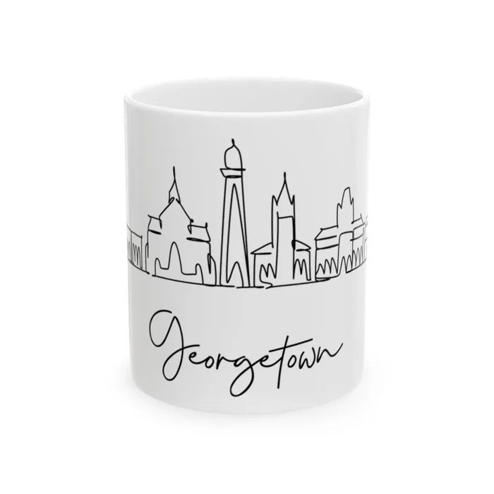 Georgetown drawn in one continuous line. Georgetown Skyline Mug