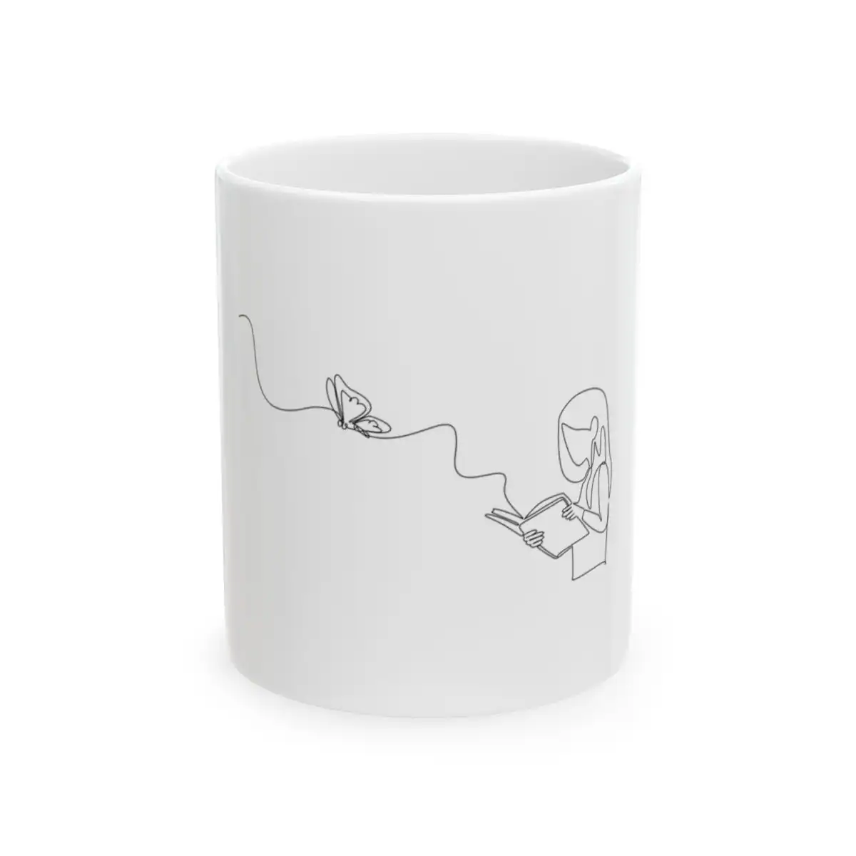 Girl Reading One Line Art Mug