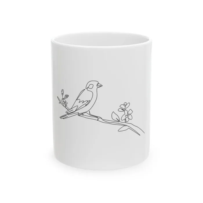 Greenfinch One Line Art Mug