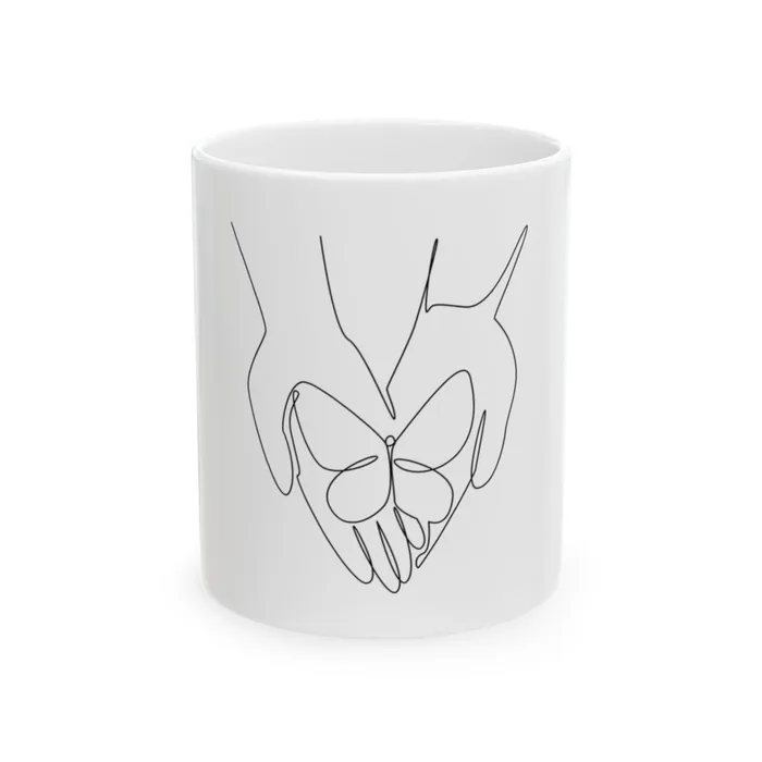 Held Butterfly One Line Art Mug
