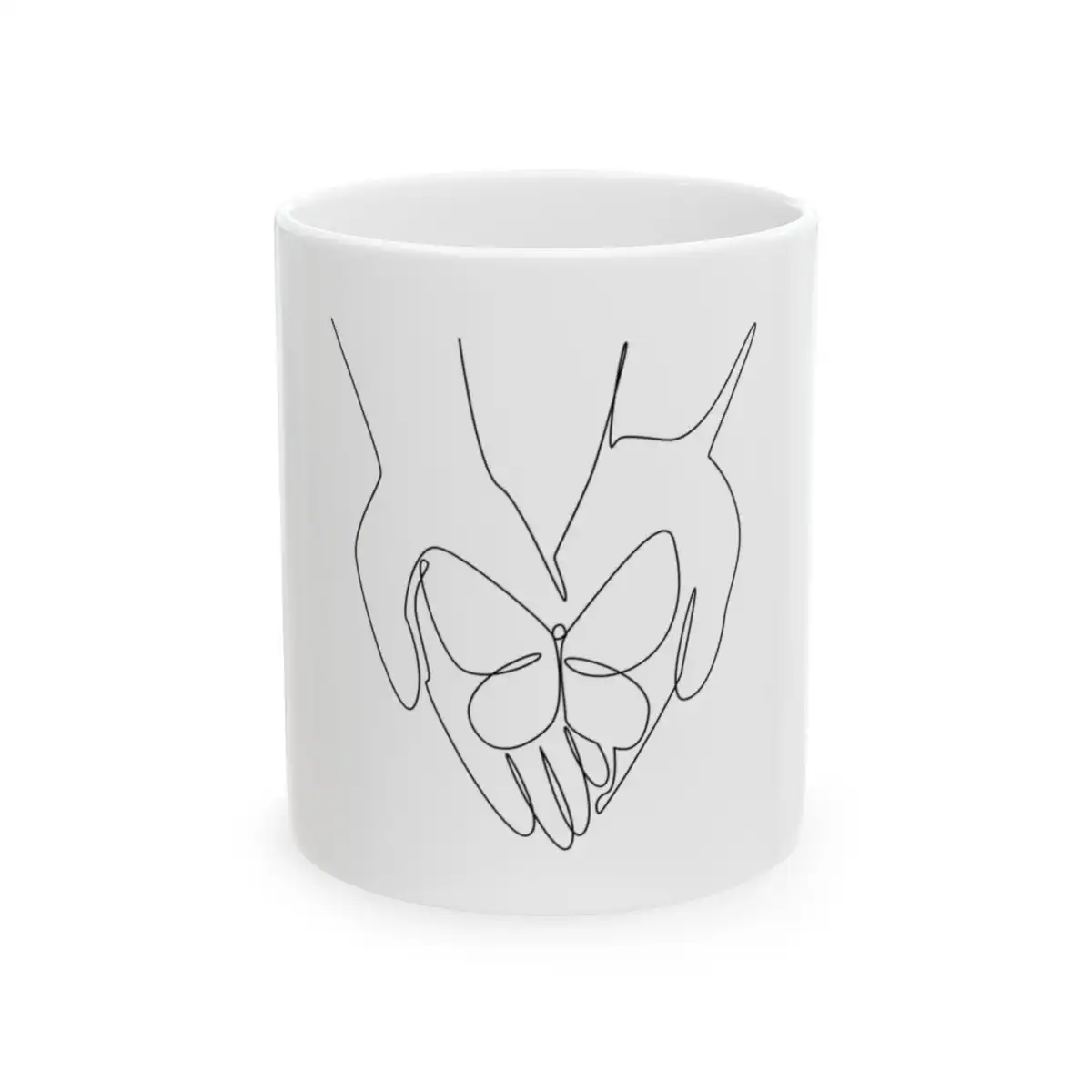 Held Butterfly One Line Art Mug