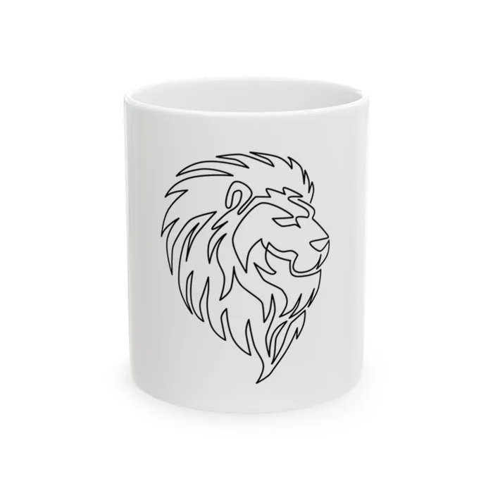 Lion Head One Line Art Mug