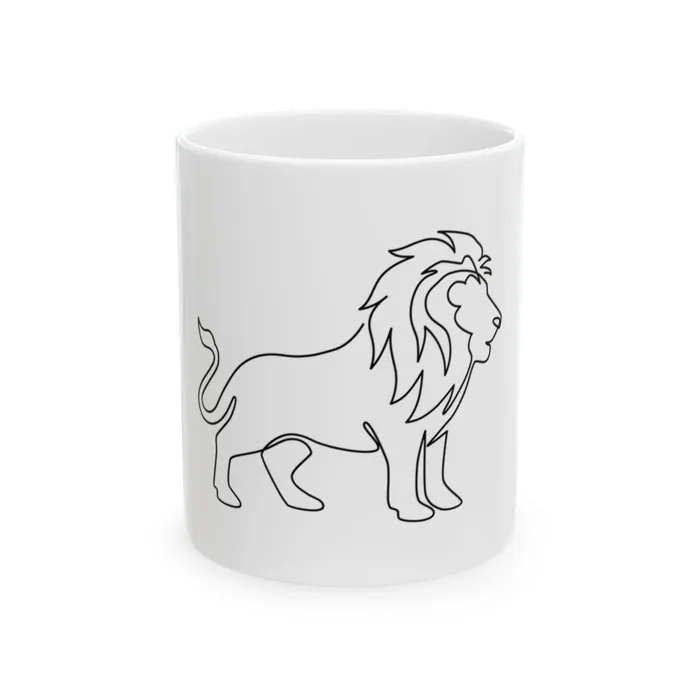 Lion One Line Art Mug