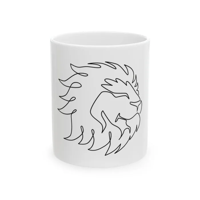 Lion Profile One Line Art Mug