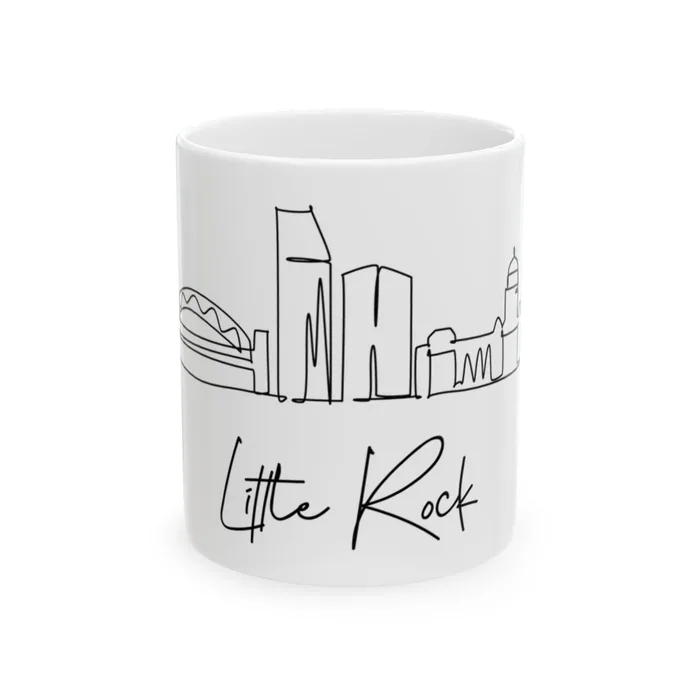 Little Rock drawn in one continuous line. Little Rock Skyline Mug