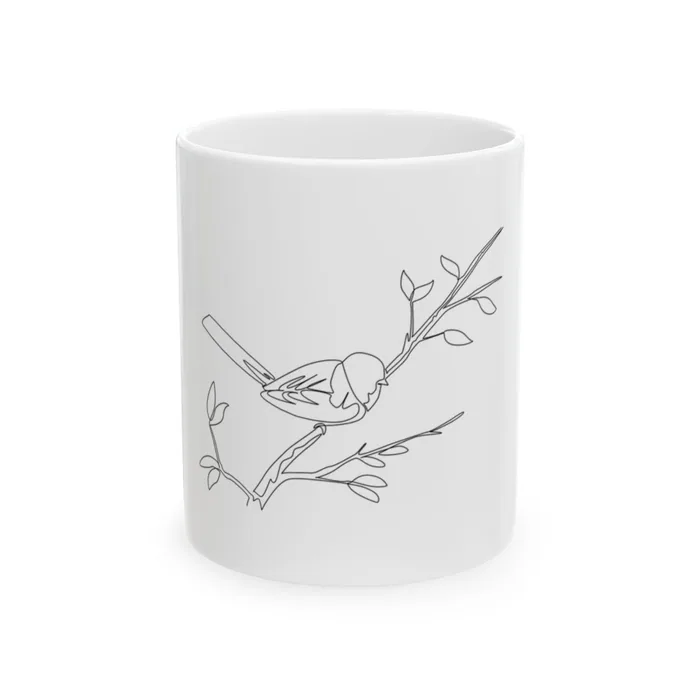 Long-Tailed Tit One Line Art Mug