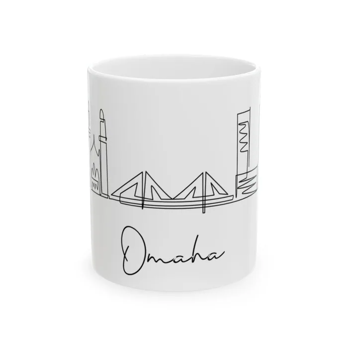 Omaha drawn in one continuous line. Omaha Skyline Mug