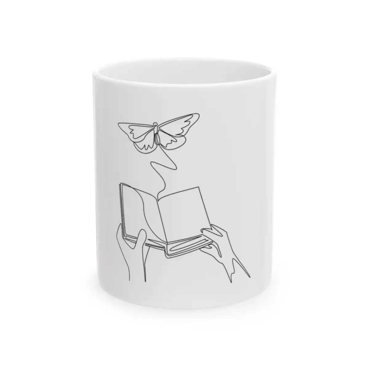 Open Book Butterfly One Line Art Mug