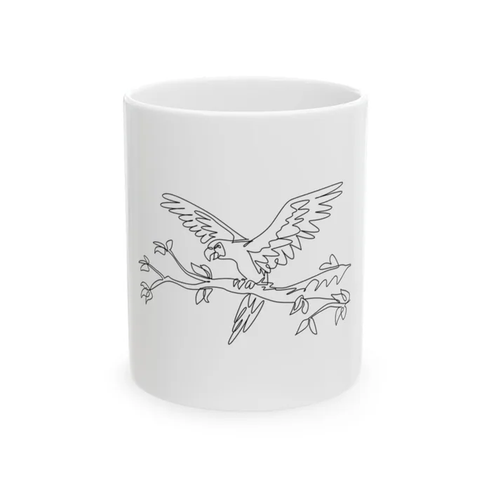 Parrot Over a Branch One Line Art Mug