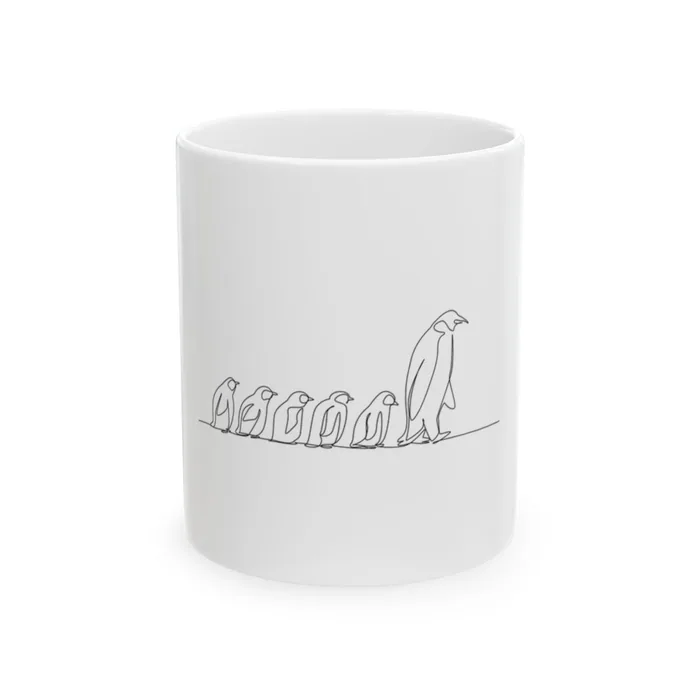 Penguin Family One Line Art Mug
