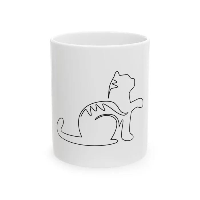 Playful Cat One Line Art Mug