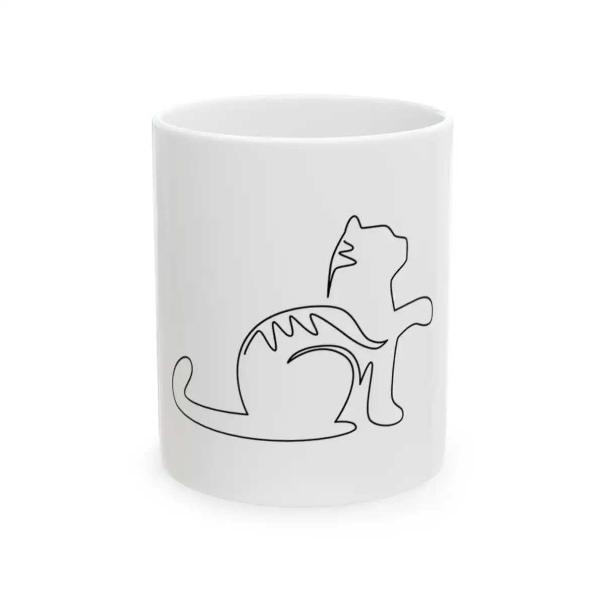 Playful Cat One Line Art Mug