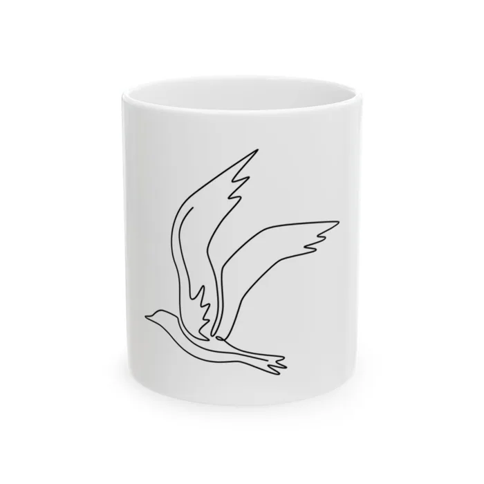 Seagull in Flight One Line Art Mug