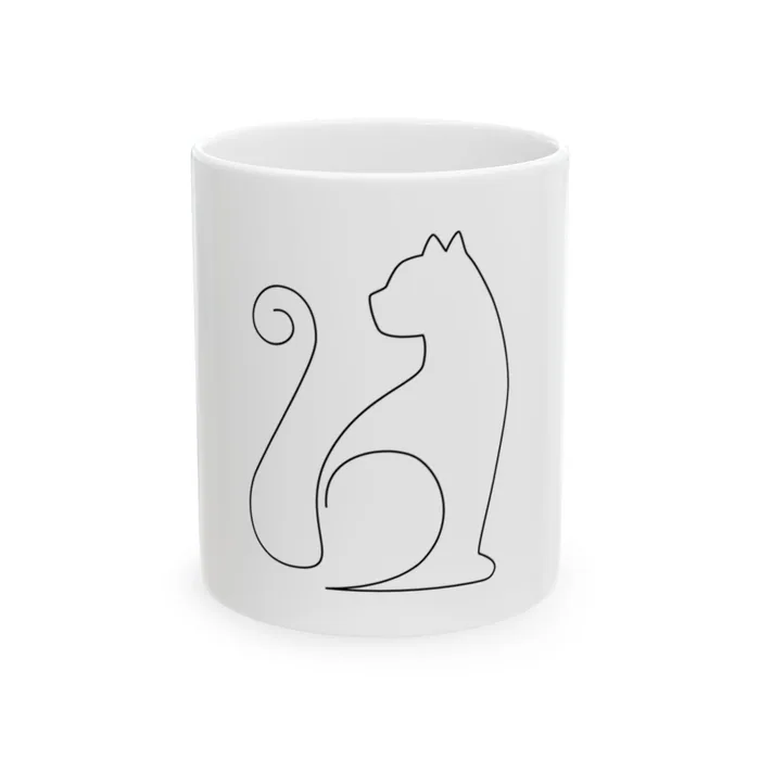 Sitting Cat One Line Art Mug