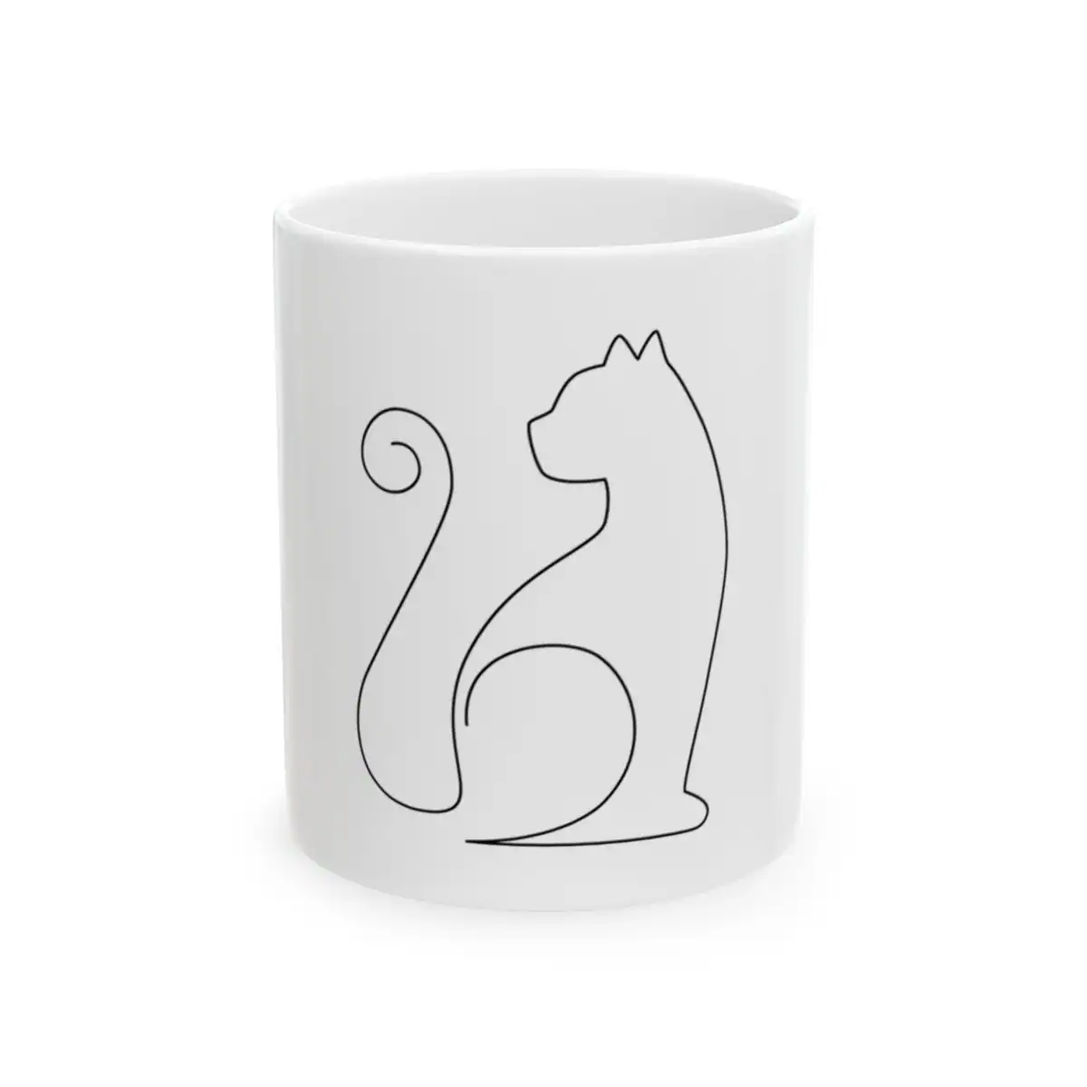 Sitting Cat One Line Art Mug