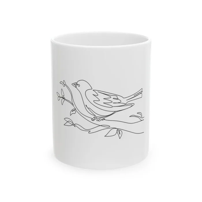 Songbird on a Branch One Line Art Mug