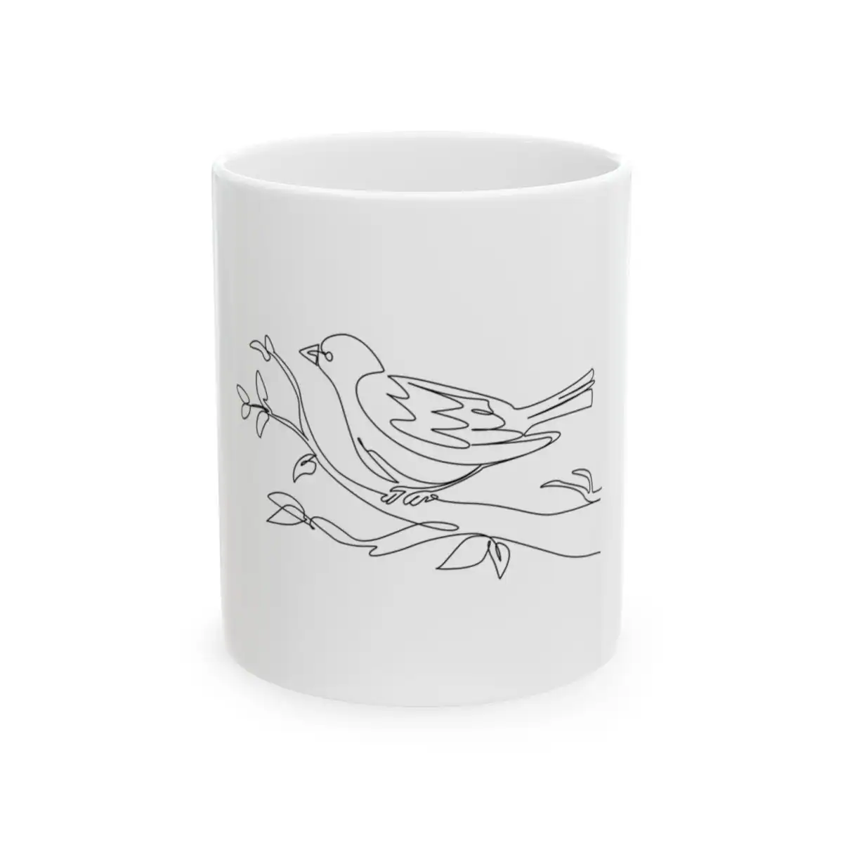 Songbird on a Branch One Line Art Mug