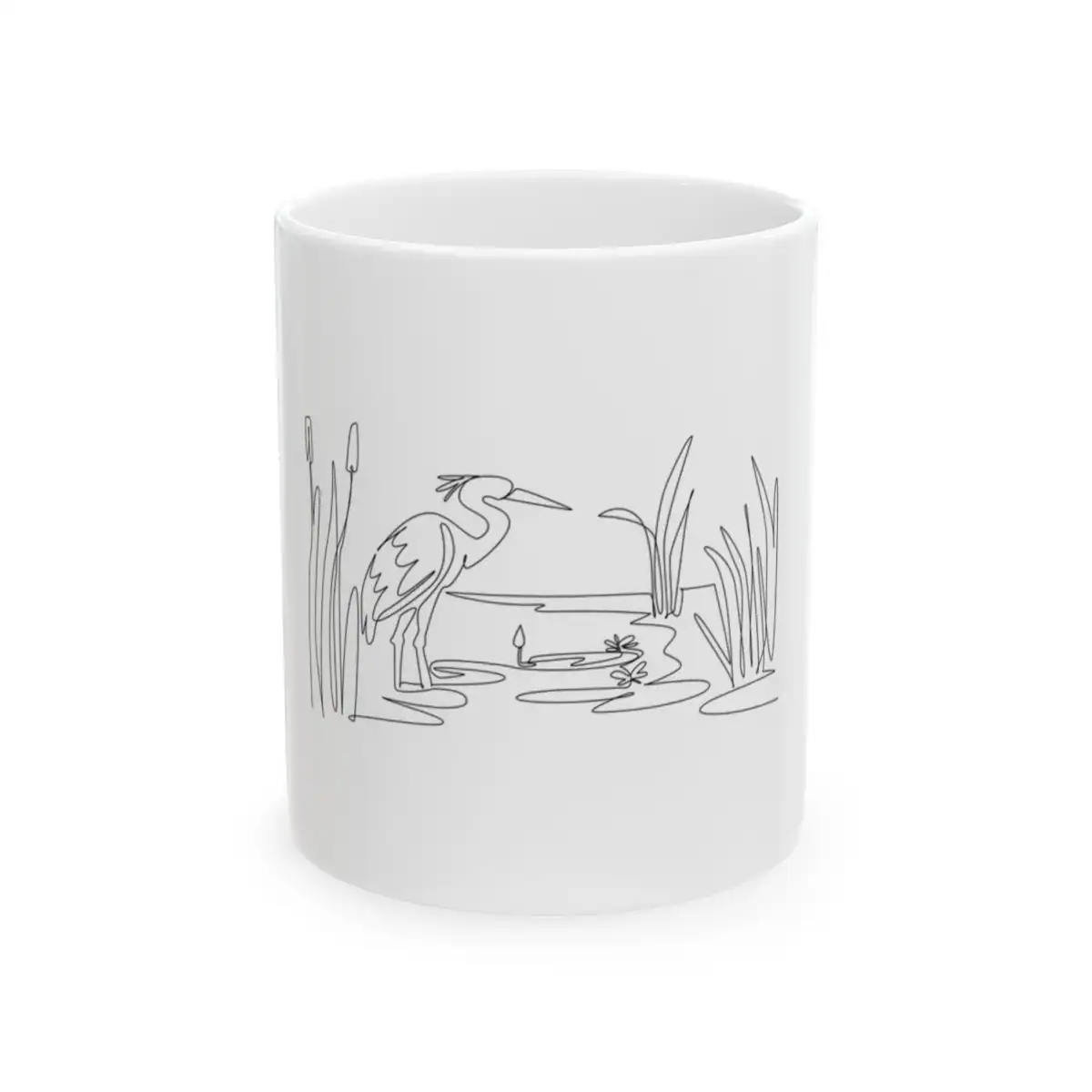 Stork on a Lake One Line Art Mug