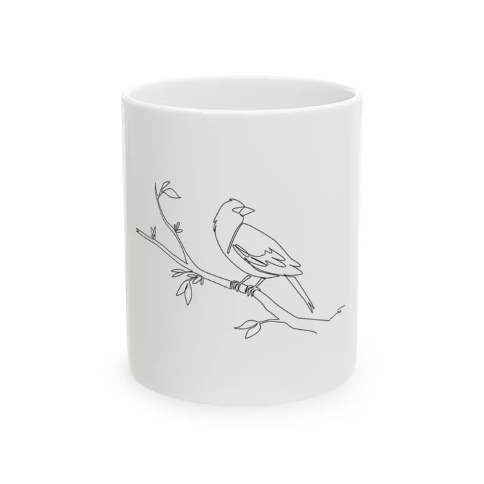Yellow-Headed Blackbird One Line Art Mug